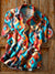 Men’s Vintage Art Print Lapel Single Pocket Shirt Multicolor / S