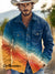 Orange And Blue Stripes Print Casual Corduroy Shirt Multicolor / S