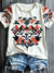 Vintage Aztec Print Casual T-shirt Multicolor / S