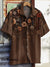 Vintage Brown Striped Flowers Print Casual Knit Shirt Multicolor / S
