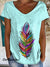 Vintage Feather Art Print 100% Cotton Crew Tee T-Shirt Multicolor / S