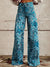 Vintage Floral Print Casual Wide Leg Pants Multicolor / Xs