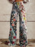 Vintage Floral Print Casual Wide Leg Pants Multicolor / Xs