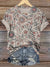 Vintage Flowers Print Casual T-shirt Multicolor / S