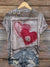 Vintage Heart Art Print V-neck Casual T-Shirt Multicolor / S