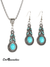 Vintage Inlaid Turquoise Earrings And Necklace As Shown / One-Size
