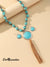 Vintage Round Turquoise Necklace + Earrings