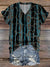 Vintage Striped Leopard Print Casual V-neck T-Shirt Multicolor / S