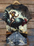 Vintage Wild West Cowgirl Rooster Print T-shirt Multicolor / S