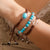 Western Cowboy Style Cactus Decor Turquoise Beaded Bracelet Set Multicolor / One-Size