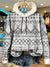 White Vintage Aztec Print Imitation Rabbit Fur Trim Casual Hoodie Sweatshirt Multicolor / S