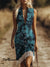 Women’s Vintage Art Print Half-Sleeve V-Neck Maxi Dresses Multicolor / S