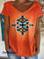 Women’s Vintage Aztec Art Print V-neck T-shirt Multicolor / S