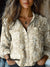 Women’s Vintage Floral Lace Embroidered Print Casual Long Sleeve Comfortable Cotton Shirt