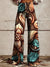 Women’s Vintage Flower Art Print Casual Wide Leg Pants Multicolor / Xs