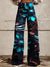 Women’s Vintage Flower Art Print Casual Wide Leg Pants Multicolor / Xs