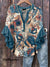 Women’s Vintage Flower Print Casual Cotton And Linen Shirt Multicolor / S