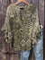 Women’s Vintage Flower Print Casual Cotton And Linen Shirt Multicolor / S