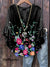 Women’s Vintage Flower Print Casual Cotton And Linen Shirt Multicolor / S