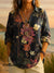 Women’s Vintage Flowers Print Casual Shirt Multicolor / S