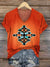 Women’s Vintage Geometry Art Print V-neck Casual T-Shirt Multicolor / S
