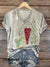 Women’s Vintage Heart Art Print V-neck Casual T-Shirt Multicolor / S