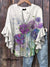 Women’s Vintage Print Casual Cotton And Linen Shirt Multicolor / S