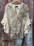 Women’s Vintage Print Casual Cotton And Linen Shirt Multicolor / S