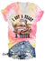Women’s Vintage Print V-Neck Casual T-Shirt Multicolor / S