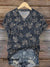 Women’s Vintage Print V-neck Casual T-Shirt Multicolor / S